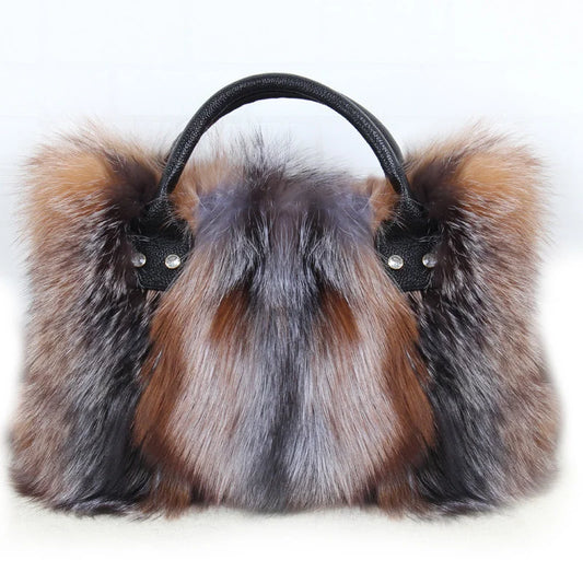 NEW Arrivals Luxury Real Fox Fur Bag Woman Crossbody Bags Furry Casual Fur Handbag Shoulder Bags Clutch Bag Fuzzy Luxury Evening Party Travel Wedding Birthday Party Bag Ladies Luxury Fashion Apparel Accessories Clothing Suppl