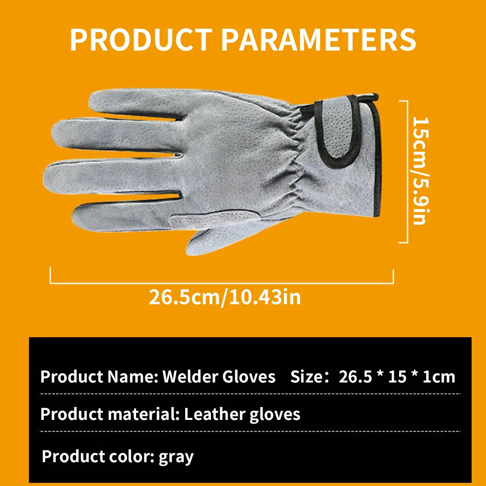 NEW Arrivals Gray Gloves Leather Sports Cycling Multifunction Workers Work Welding Safety Protection Garden Sports Motorcycle Driver Wear-Resistant Wood Cutting