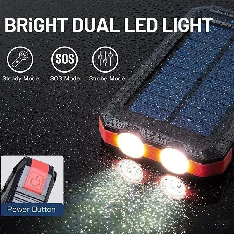 Lenovo 200000mAh Solar Power Bank Outdoor Camping Portable Charger Powerbank Waterproof External Battery Charging with LED Light