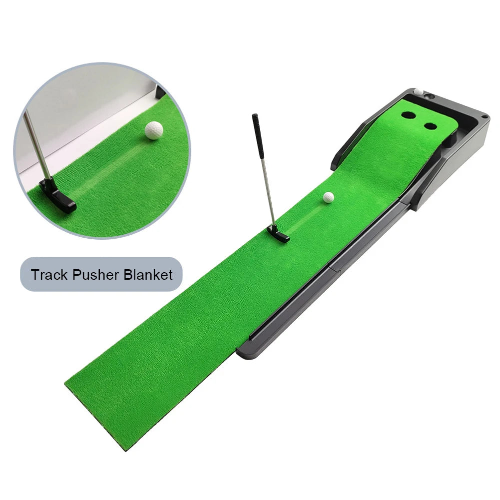 Putting Green Indoor Set Mini Putting Ball Pad with Ball Return/2 Holes Golf Putting Alignment Aid Pad for Men Gift Home Office