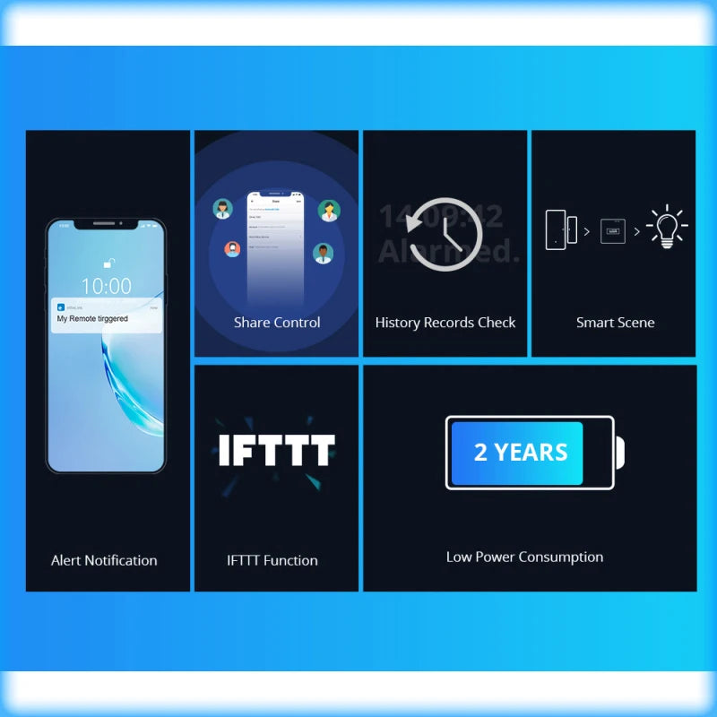 DW2 RF Wireless Door Window Sensor Detector Door Opening Sensor  App Smart Home Security Alexa Assistant