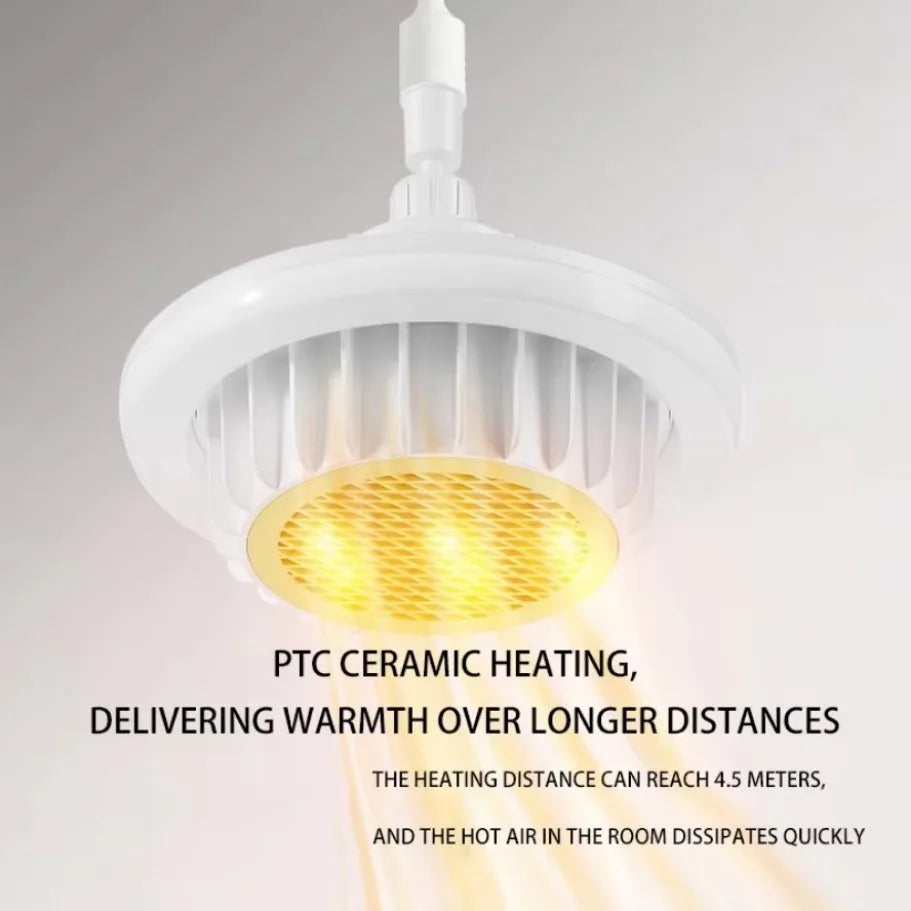 NEW Arrivals Whole House Heating 600W High-Power Remote Control Warm Air Lamp Dimming E27 Spiral Save Energy  Electric Heater Fan Light Ceiling Fan Light
