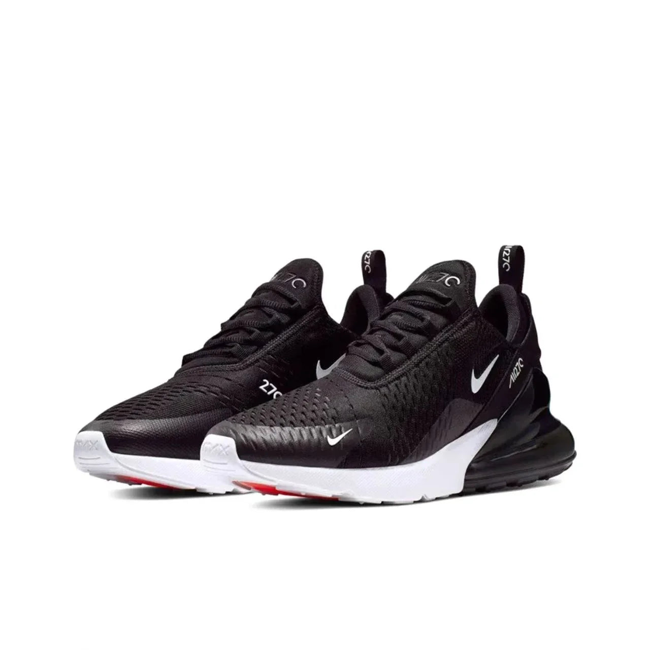 Original Nike Air Max 270 Mesh Shock Absorption Non-Slip Abrasion Resistant Low Top Air Cushion Running Shoes Unisex Black & White