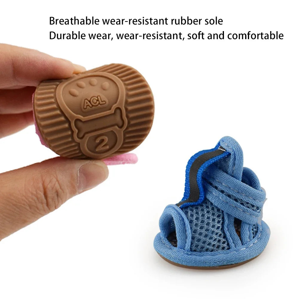 4 PCS Set XS-XL 4 Colors Summer Dog Shoes Breathable Sandals for Dog Cat Walking Running Outdoor Anti Slip Paw Protectors & Pet Gifts