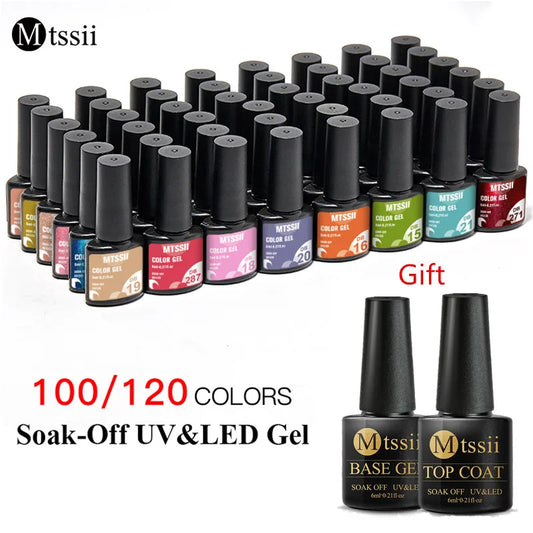 NEW Arrivals 24/40.120PCS Set Colors Gel Nail Polish Set Semi Permanent Hybrid Gel Varnish Set Base Top Coat Soak Off UV LED Nail Gel Kits Manicure Pedicure Accessories Nail Care Tools Sets Cosmetic Supplies