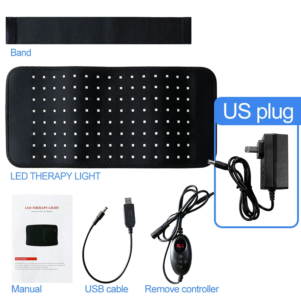 LED Red Light Massage Belt 120 LEDs Back And Waist Pain Relief Relax Belt Muscle Pain Relief 660nm 850nm Body Care Belt