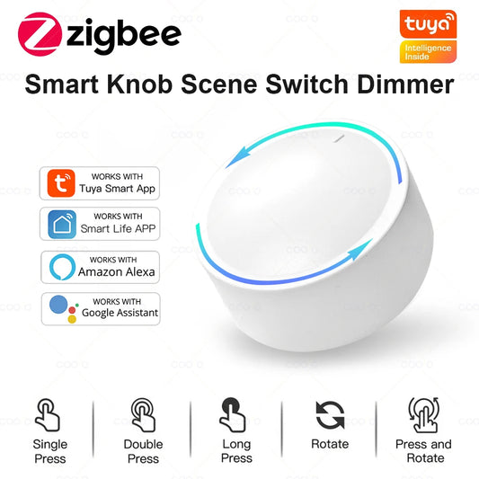 New Smart Home Device TUYA  ZigBee Smart Knob Switch DIY Wireless Scene Button Rotatable Dimmer Switch Home Appliances Automation Linkage Remoter