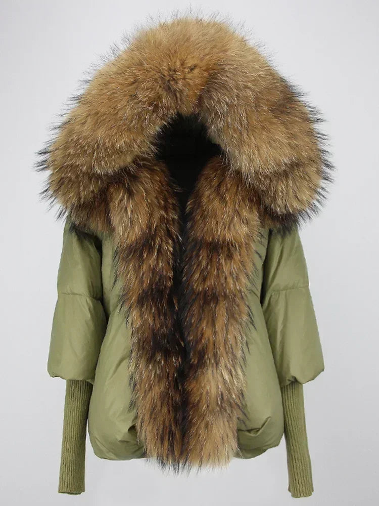 Winter Warm Snow Clothes Supplies Jacket Women Real Fox Fur Collar Hooded Natural Thick Warm Loose Oversize Duck Down Coat Streetwear Outerwear Female Girls Luxury Winter Fashion Clothing Products