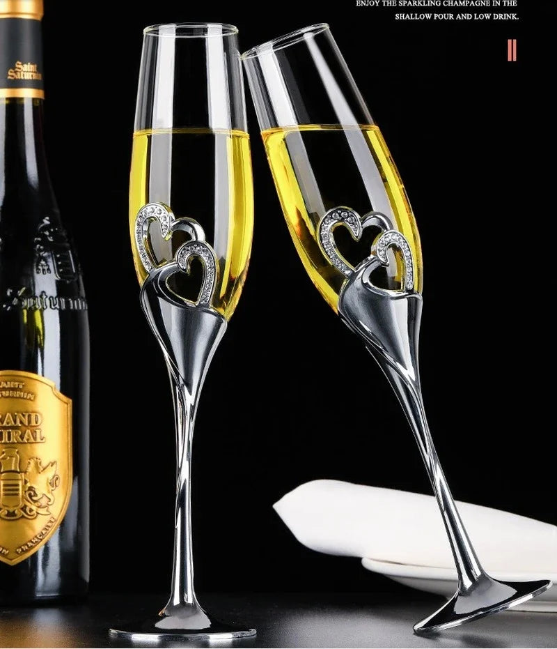2 PCS Set 400ML Crystal Bubble Champagne Glass Red Wine Cup Set Wedding Luxury Gifts Transparent Porcelain Glass High Foot Red Wine Glasses