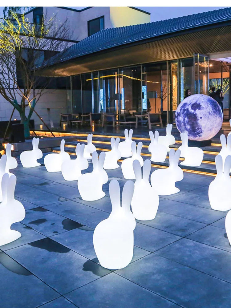 Home Villa Garden Lawn Rabbit Lamp LED Illuminated Remote Control Dimming USB Chargeable Outdoor Light Holiday Gift Indoor Stairway Children's Room Decoration Night Light.