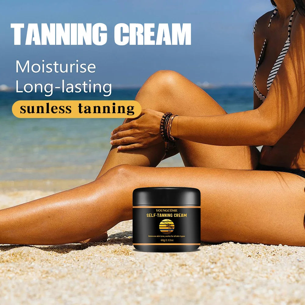 4 PCS Set Self-Tanning Cream with Hyaluronic Acid & Vitamin E - Streak-Free Sunless Tanner for Face/Body, 24H Waterproof for All Skin Tone Beach Sun Protection Women Skin Care Supplies Korean Products