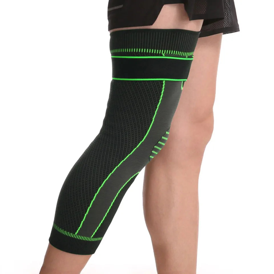 1PCS Compression Knee Support Pads Lengthen Stripe Sport Sleeve Protector Elastic Long Kneepad Brace Volleyball Running