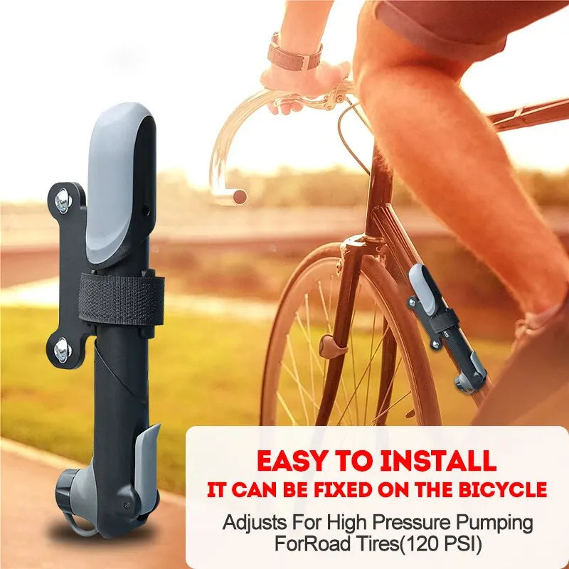 Portable Bicycle Pump Mini Air Pressure Gauge Mountain Bike Pump Outdoor AV/FV Valve MTB Bike Air Inflator