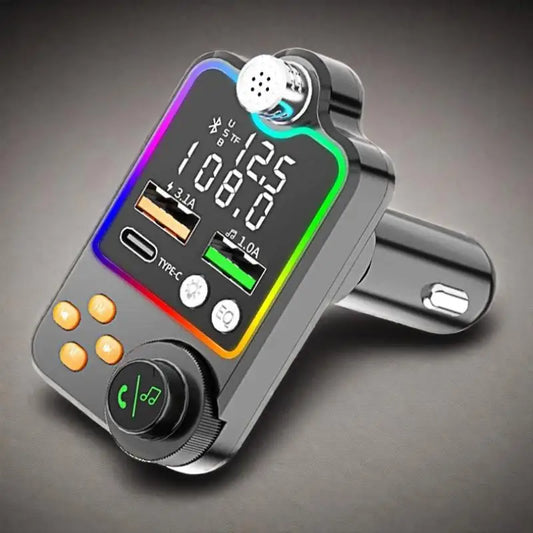 NEW Arrivals Car Bluetooth Quick Charger Car Cigarette Lighter Call Hands-free EQ Atmosphere Light MP3 Player FM Transmitter Charger