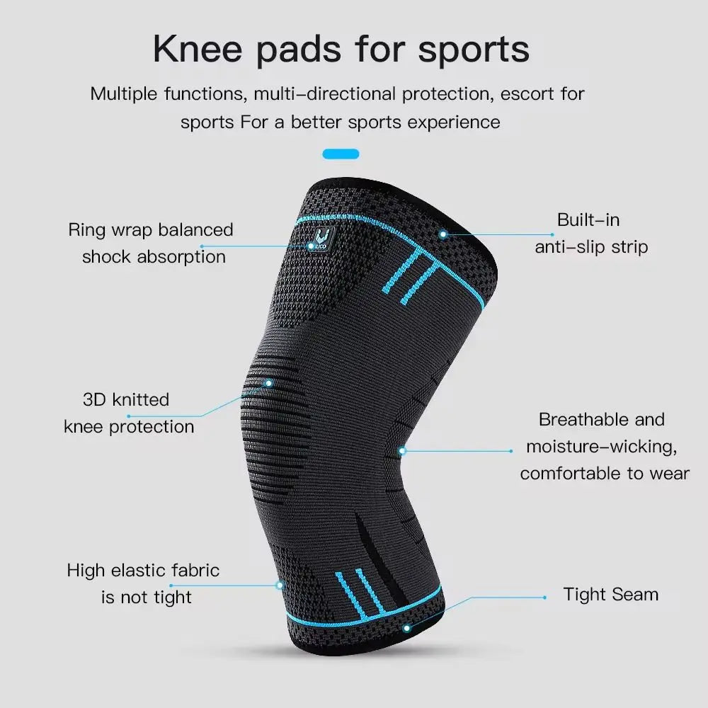 NEW Arrivals Knee Compression Pads Black Red Blue Elastic Knee Patella Protector Basketball Volleyball Outdoor Running Gym Fitness Cycling Support Braces Pain Relief Knee Pad Unisex Sports Accessories Supplies