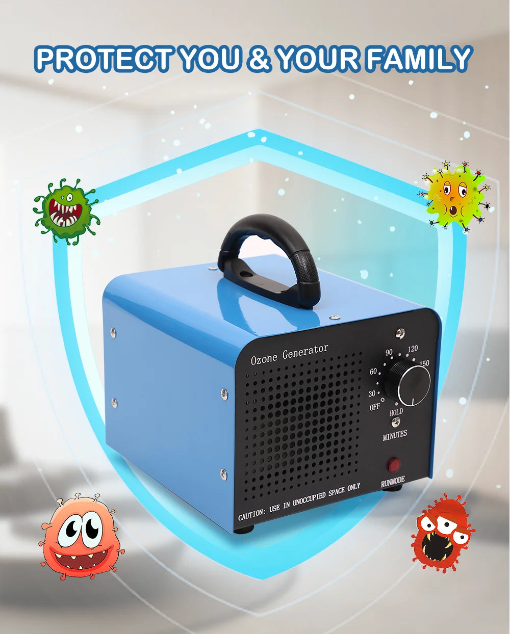Ozone Generator 60000mg/h Ozone Machines for Home and Commercial Use Car Basement Offices Smoke and Pet Room Air Purifier Air Cleaner Home Health Hygiene Care Supplies
