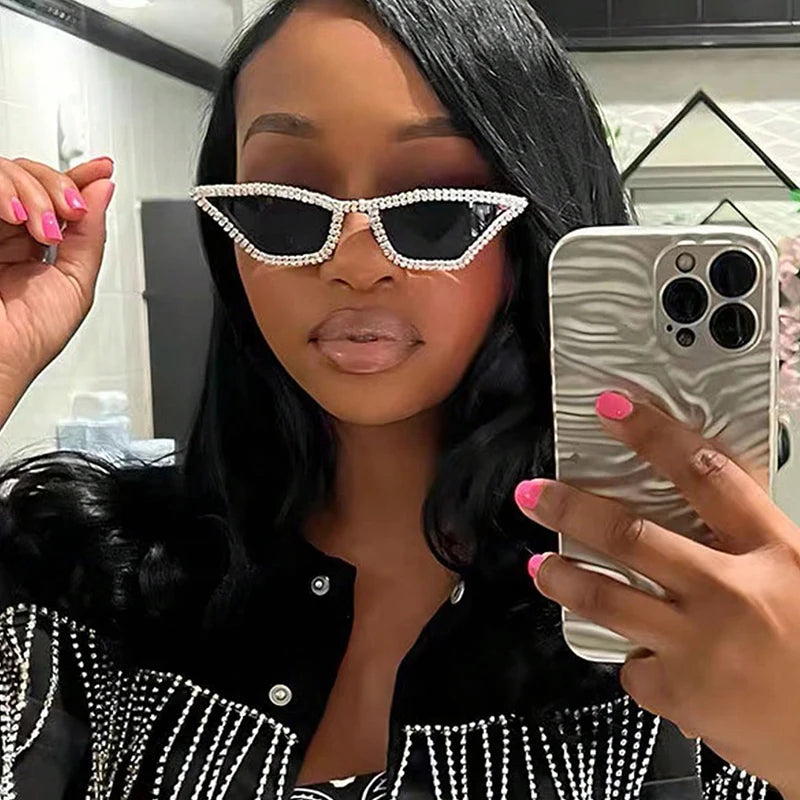 5 Colors Special-Shaped Cat-Eye Fashion Sunglasses Niche Hip-hop Trendy Sunglasses With Dimond For Women 2154