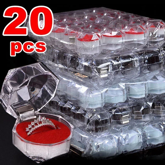 NEW Acrylic Crystal Ring Box Wedding Jewelry Display Organizer Storage Case Transparent Ring Earring Jewelry Gift Packaging Boxes Jewelry Accessories Products