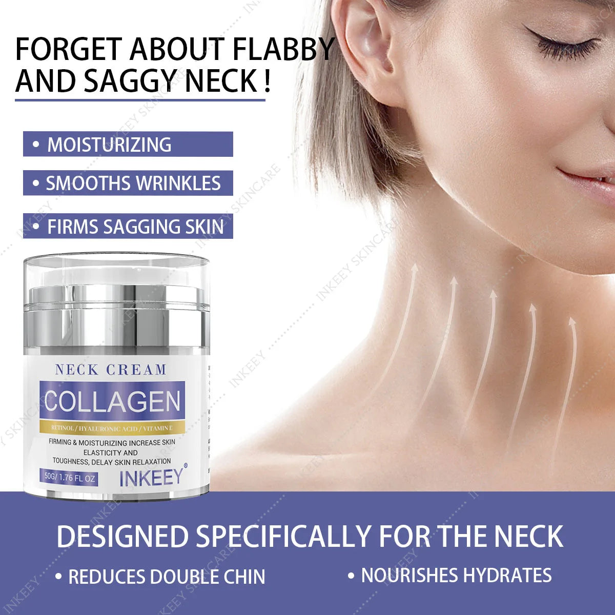 Collagen Cream Neck Firming Cream Anti Aging Anti Wrinkles Tightening Lifting Whitening Face Cream for Neck Double Chin Reducer