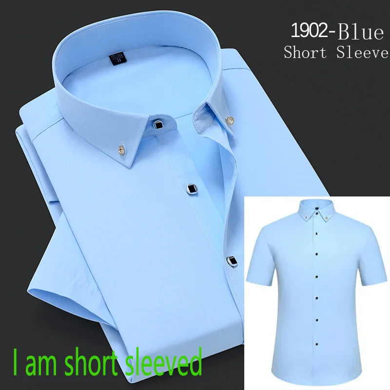 10 Colors S(60KG) 5XL(90KG) UK Plus Size New Men's Whit Shirt High End TikTok Popular Clothes Short Sleeve Long Sleeve Casual Suit Bottom Shirts