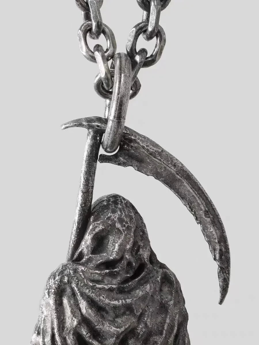 26 Types Gothic Hell\'s Grim Reaper Scythe Pendant Mystical Demon Skull Necklace Men\'s Motorcycle Punk Rock Halloween Jewelry