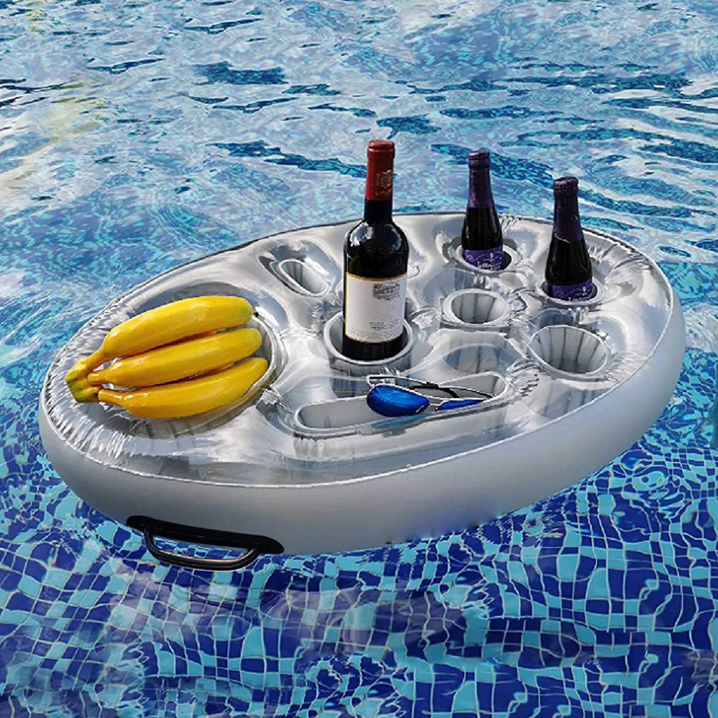 NEW Arrivals 1PCS PVC Inflatable Beverage Holder Cup Holder Porous Cup Cushion Fruit Red Wine Mobile Phone Water Inflatable Ice Bed Swimming Pool Beach Party Accessories