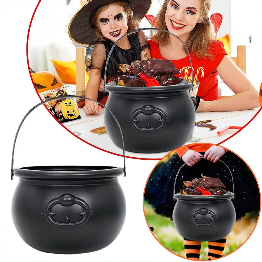 Halloween Trick or Treat Large Wizard Witch Cauldron Decoration Prop Halloween Irish Parties Table Centerpieces Candy Holder Table Halloween Haunted House Decoration