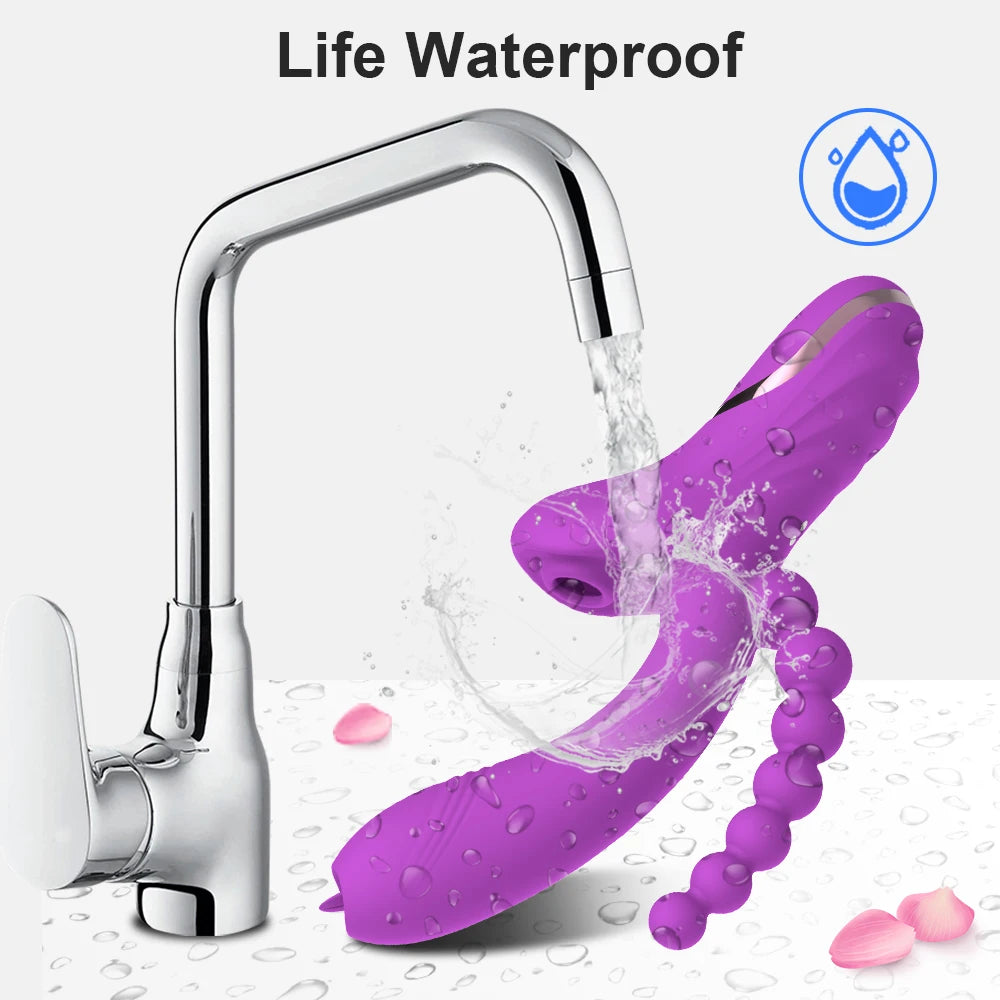 3 in 1 Powerful Female Clitoral Sucking Vibrator 10 Sucking Modes Clitoral Suction Cup Vacuum Stimulator Dildo Sex Toy Vibrator