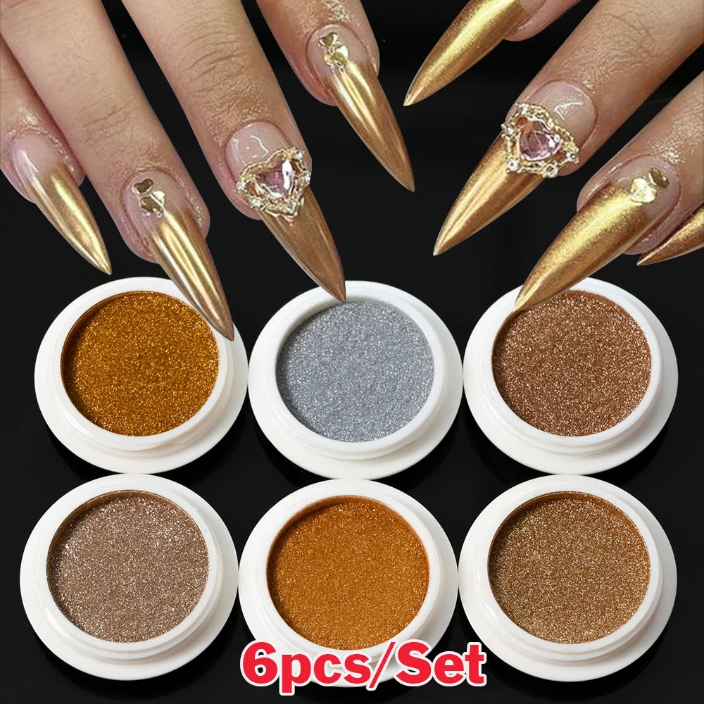 Set Sparkly Holographic Fine Sugar Nail Powder Diamond Chrome Pigment Dust For Gel Polish Glitter Manicure Accessories