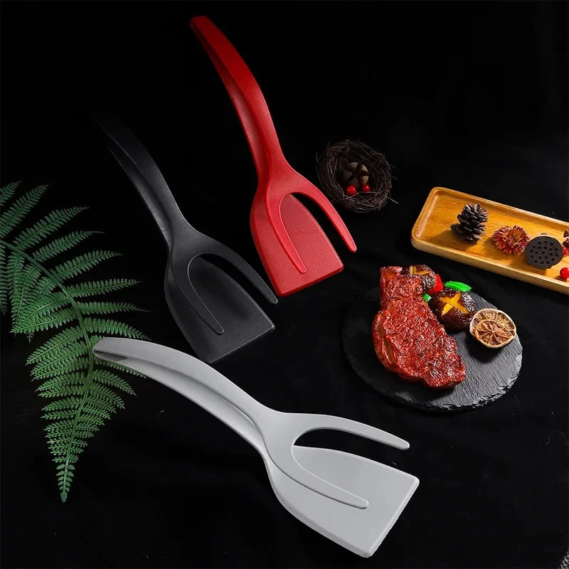 4 PCS Set 5 Colors  Egg Flipper Spatula Grip And Flip Spatula Tongs Silicone Egg Flipper Tool Fish French Toast Tongs Non-Stick Cooking Accessories Kitchenware Tools