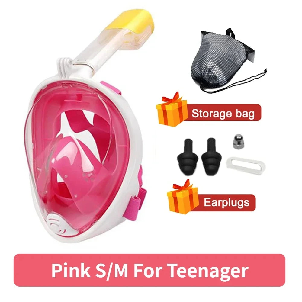 NEW Adults XL /Kids XS Size  Full Face Snorkel Mask - Professional Anti-Fog Diving Goggles, Underwater Scuba Swimming Equipment