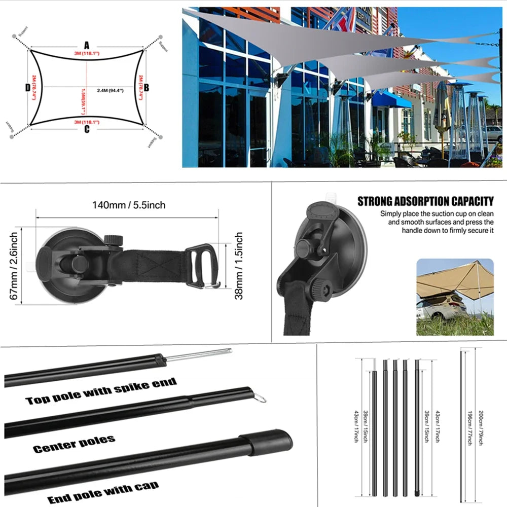 Awning Waterproof Tarp Tent Shade Outdoor Camping Car Awning Side Pergola Car Tail Tent Canopy For Campervan Motorhome SUV