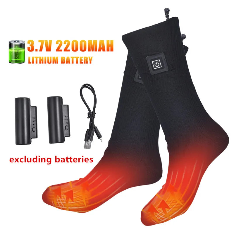 2 PCS Set Winter Skiing Snowboard Heated Socks Mountaineering Thermal Socks Men's Women's Heating Foot Warmer Electric Socks Warm Socks Cycling Heated Socks Ski Trekking Sport Clothing Accessories
