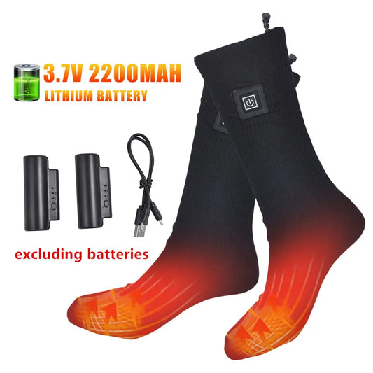 2 PCS Set Winter Skiing Snowboard Heated Socks Mountaineering Thermal Socks Men's Women's Heating Foot Warmer Electric Socks Warm Socks Cycling Heated Socks Ski Trekking Sport Clothing Accessories