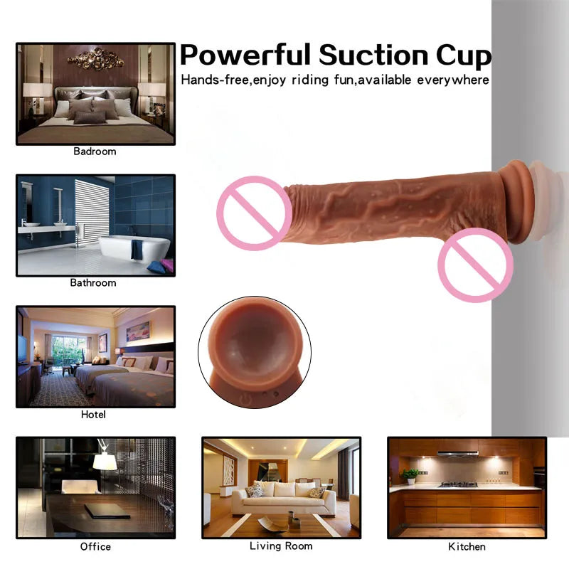 Heating Realistic Telescopic Dildo Vibrator for Woman Soft Huge Big Dick Penis G Spot Vagina Anus Masturbator Sex Toy for Adult