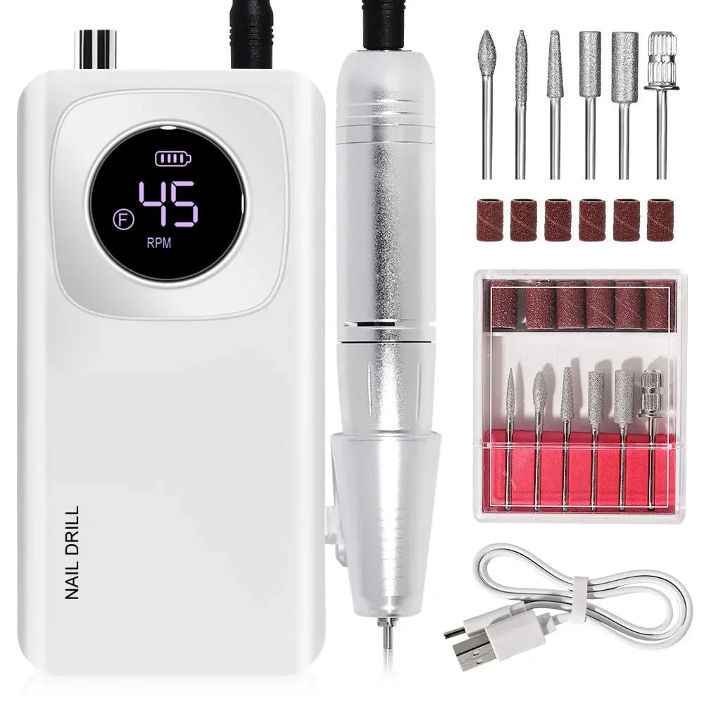 NEW Arrivals Rechargeable Nail Drill Machine with LCD Display Low Noise, Professional Nail Polish Grinder Nail Accessories Set Hot Sales Manicure Pedicure Devices Nail Care Tools Set Cosmetics Supplies