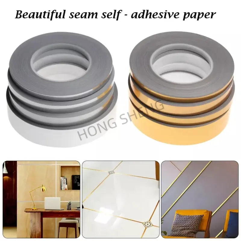 50M Gold Black Self-Adhesive Tile Stickers Tape Floor Waterproof  Wall Gap Sealing Strip Tile Beauty Seam Sticker Home Decoration