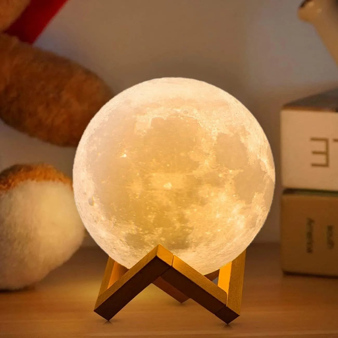 LED Night Light Rechargeable 3D Print Moon Lamp Touch Moon Lamp Night Lamp Table Lamp Home Bedroom Decor Birthday Gifts