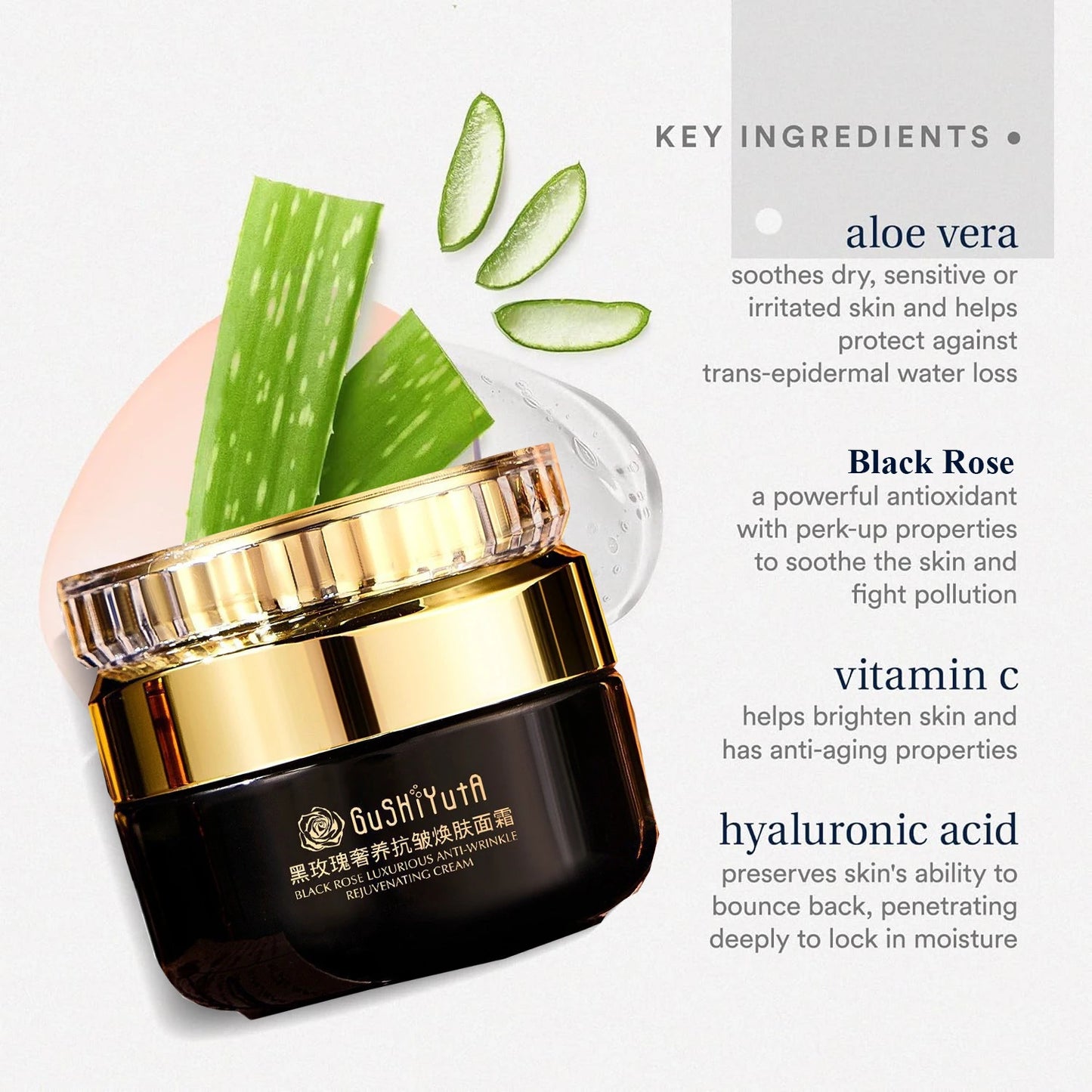 Black Rose Instant Face Lift & Firm Skin Cream Sustainable Face Lifting Reduces Fine Lines Gentle Moisturizing Care Cream Women Skin Care Supplies Korean Products