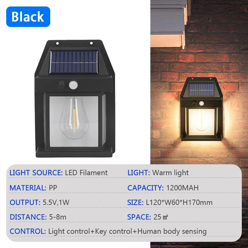 4 PCS Set LED Solar Tungsten  Light Outdoor IP65 Waterproof Lamp Motion Sensor Wall Lamp Garden Porch Path Courtyard Decoration Lighting