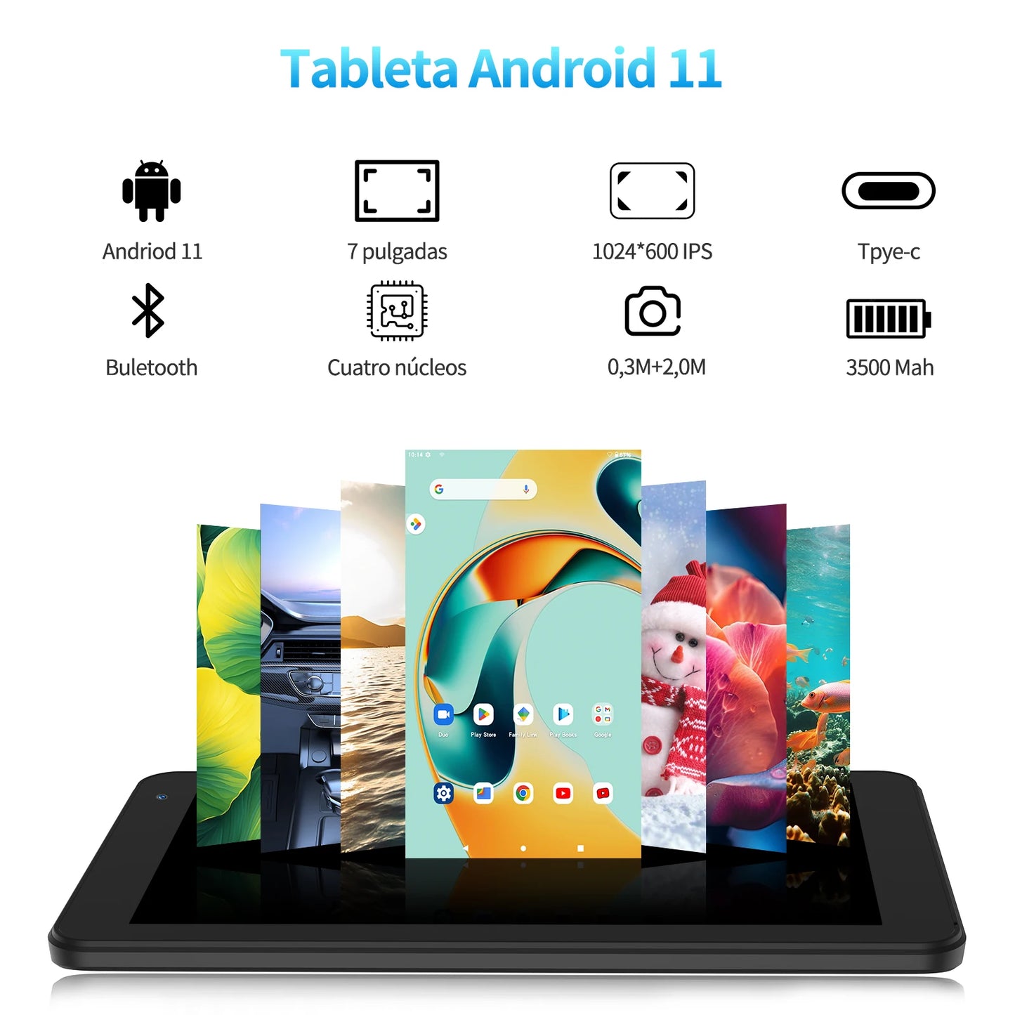 NEW  7" Inch Tablet PC 32 GB Android 11 with Quad Core Processor HD IPS Display Dual Camera WiFi with PU Protective Case Electronic Products Computer Accessories