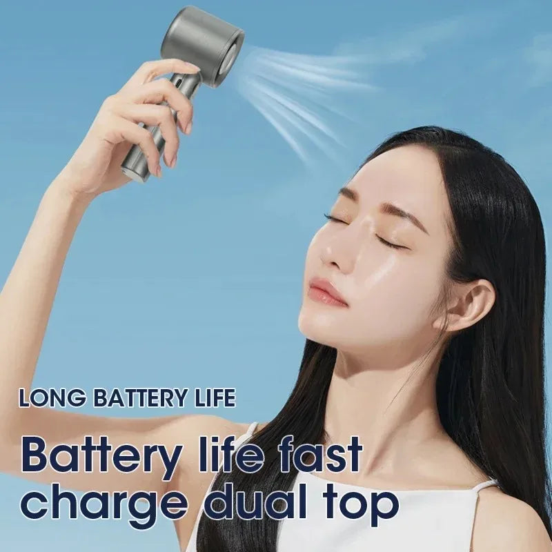 NEW 120 Speeds Mini Handheld Fan Mute Handheld Fan 4 Speeds Adjustment Air Calculating Fan With Power Display Portable Handheld Fan