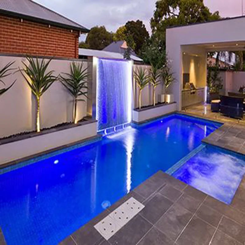 NEW 120CM RGB Remote Control 8 Colors EU/US Plug with Bulbs Automatic Underwater Waterfall Blade Fountain Spa 30/60/90/120cm Water Descent Wall Sheer Descent Cascade Mounted Colorful