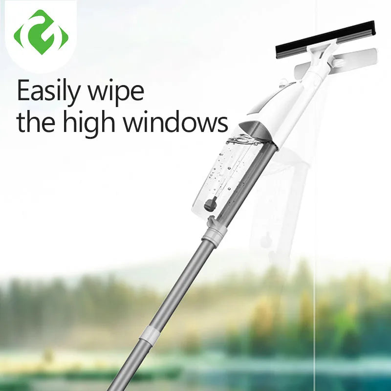 NEW Design Glass Cleaning Brush with Water Spray Window Glass Doors Cleaner High Quality Aluminum Long Handle Wiper and Cloth Combo Silicone Home Office Cleaning Supplies