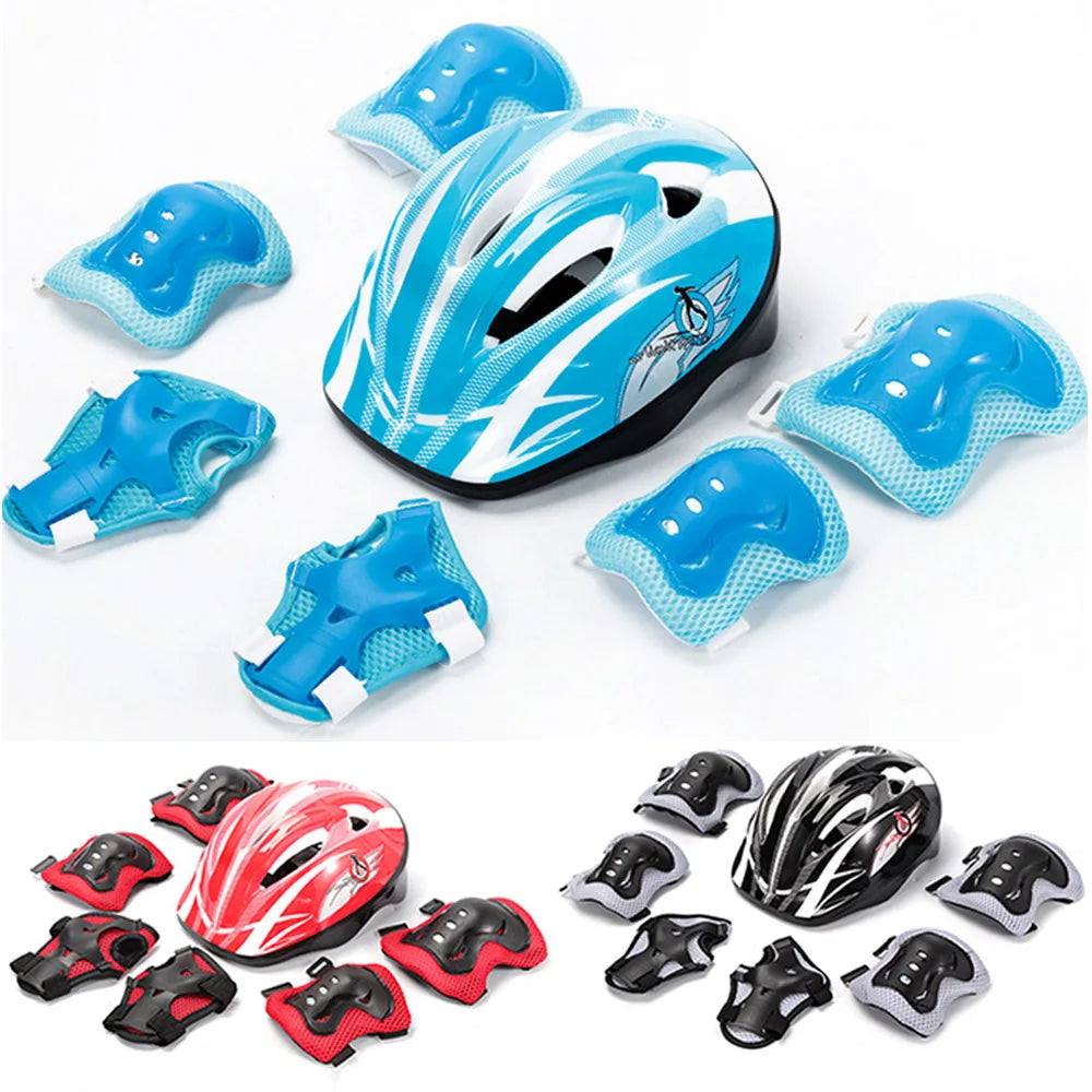 NEW SET Children Kids Adjustable Helmet Protective Gear Set Sports Knee Elbow Wrist Pads for Children Boys Girls Bike Skateboard Scooter Roller Outdoor Sports Supplies