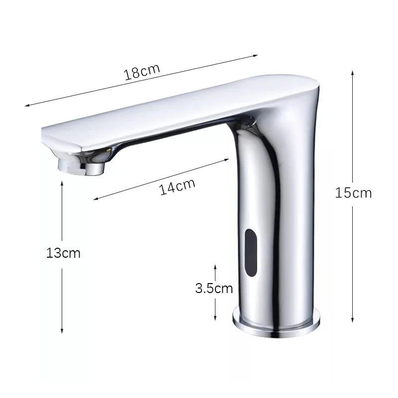 NEW 3 Colors Automatic Sensor Touchless Bathroom Faucet, Modern Basin Faucet for Sink 1 Hole, Waterfall Single Hole Bathroom Sink Faucet Home Bathroom Kitchen Washing Accessories