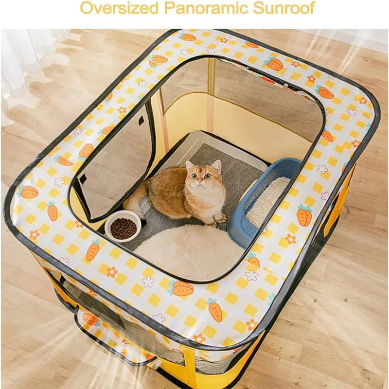 Foldable Pet Pen Dog Crate Portable Playpen for Dog Puppy Cats Top Removable Zipper Mesh Dog Cat Tent Kennel with Carrying bag