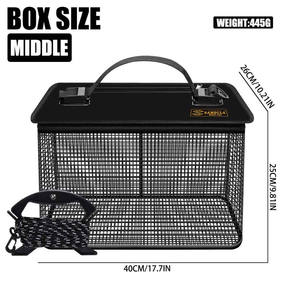 Small  Large Capacity Professional Fishing Protection Live Fish Bucket Box Portable Quick Drying  Bucket Outdoor Fishing Gear Collapsible Fishing Net Cage