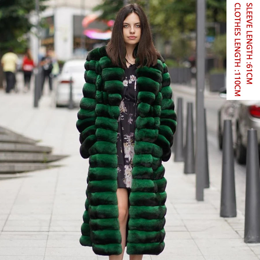 NEW Arrivals UK S-3XL Big Size 5 Colors Women's Luxury Real Chinchilla Long/Short  Winter Coat Chinchilla Real Natural  Rex Rabbit Fur Coats Women Ladies Luxury Winter Fashion Apparel Products