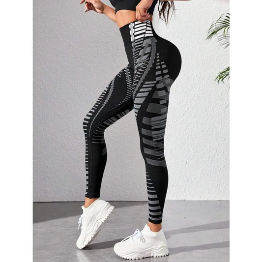 Printed Seamless Yoga Leggings Women High Waist Leggings Fitness Hip Liftting Slim Fashion Gym Trainning High Elastic Knit Tight